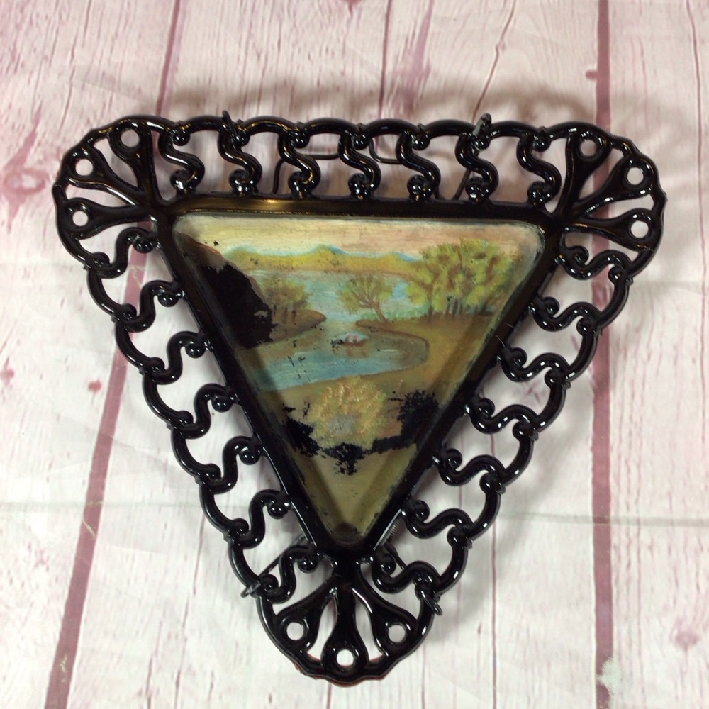 Vintage Atterbury & Co. Glass Black Amethyst Triangular Plate